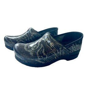 Dansko Marbled Leather Comfort Clogs Size EU 39 Professional Nursing Black